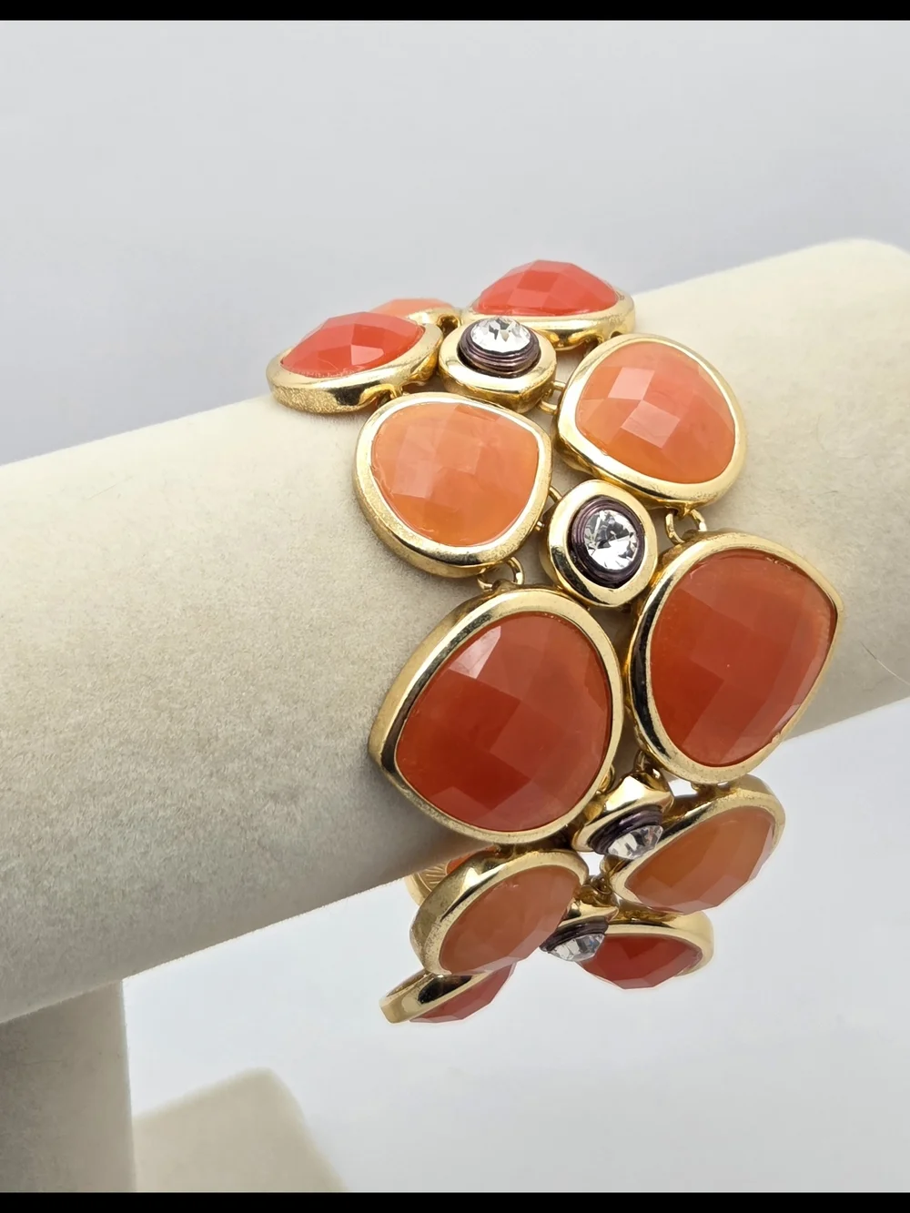 Dana Buchman Gold Tone Orange Teardrop Resin Statement Toggle Bracelet